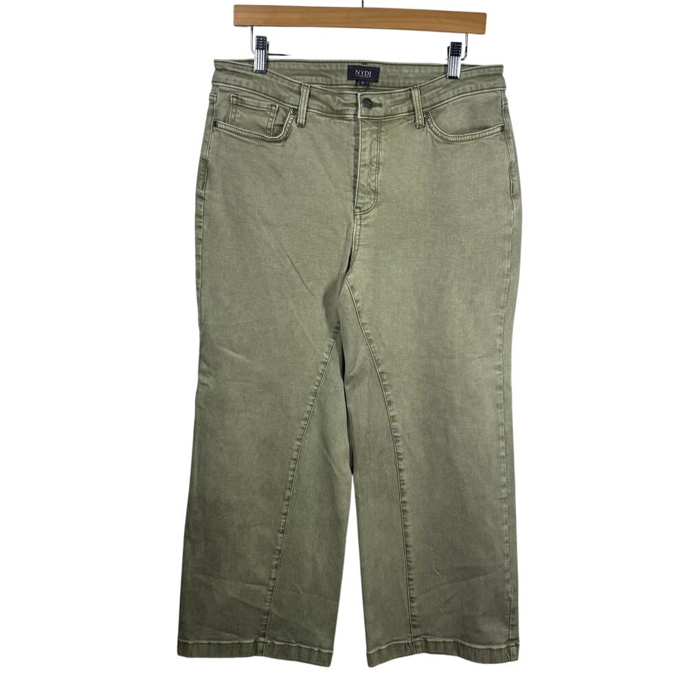 Not Your‎ Daughters Jeans Women 12 Green Marisol Moss Lift & Tuck Tech Wide Leg